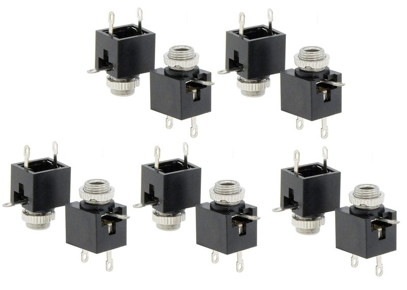 YXQ 3 Pins Female 3.5mm Mono TS Jacks Plug Socket Connectors Switch PCB Panel Chassis Mount,10-Piece - Image 1